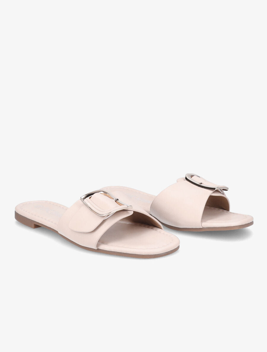 Mules plates à boucle carrée - Rose - 4