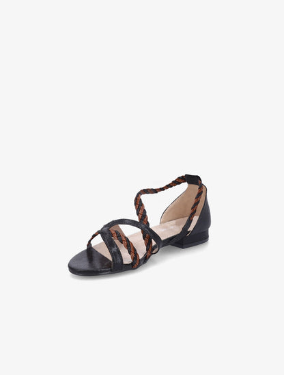 Nu-pieds à brides tressées et irisées - Noir - 3