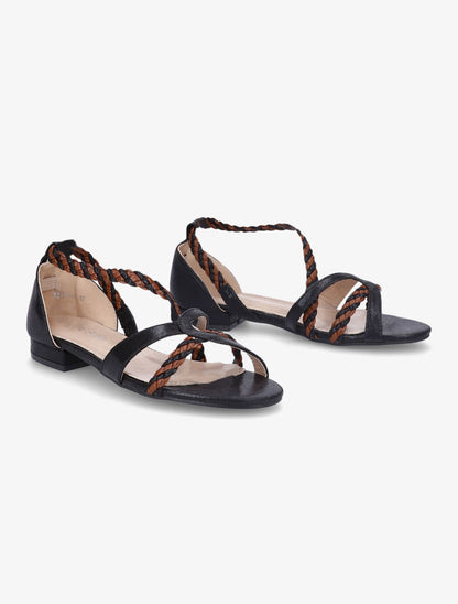 Nu-pieds à brides tressées et irisées - Noir - 4