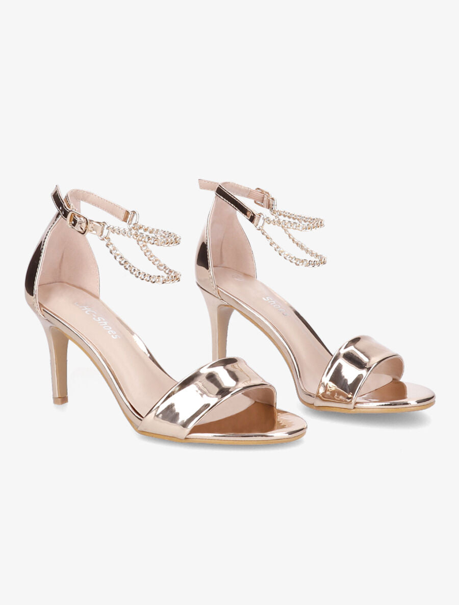 Sandales vernies à bride chaînes - Rose gold - 4