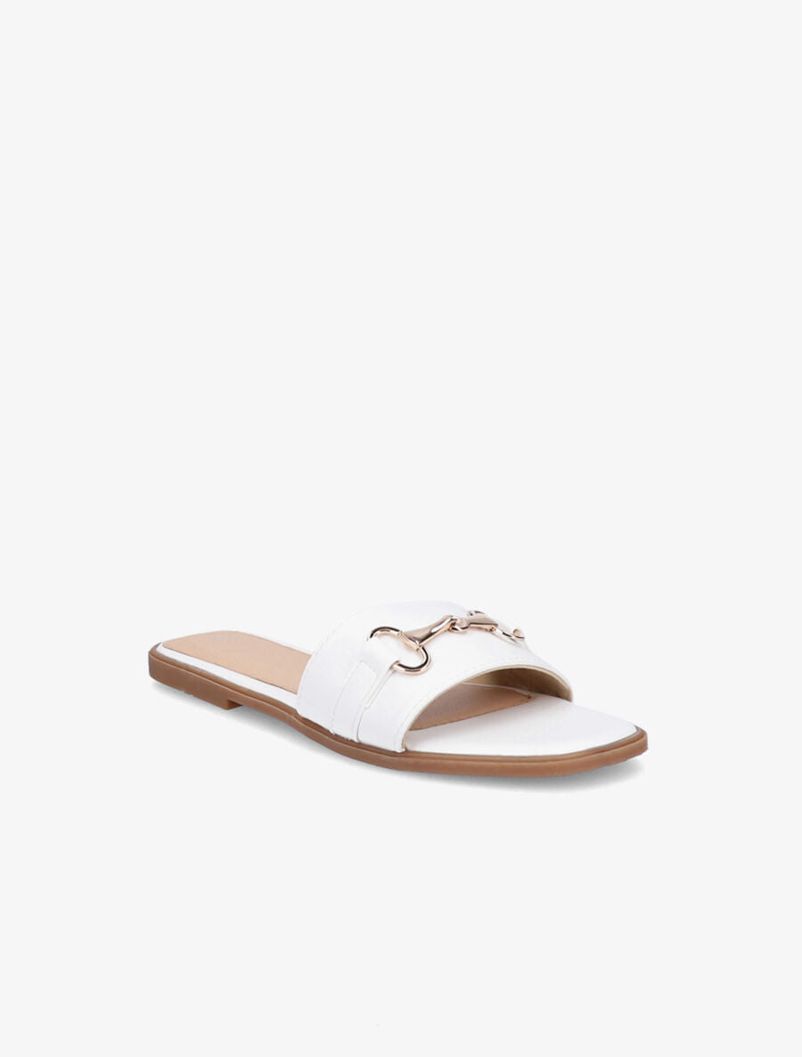 Mules plates à boucle métallique - Blanc - 2