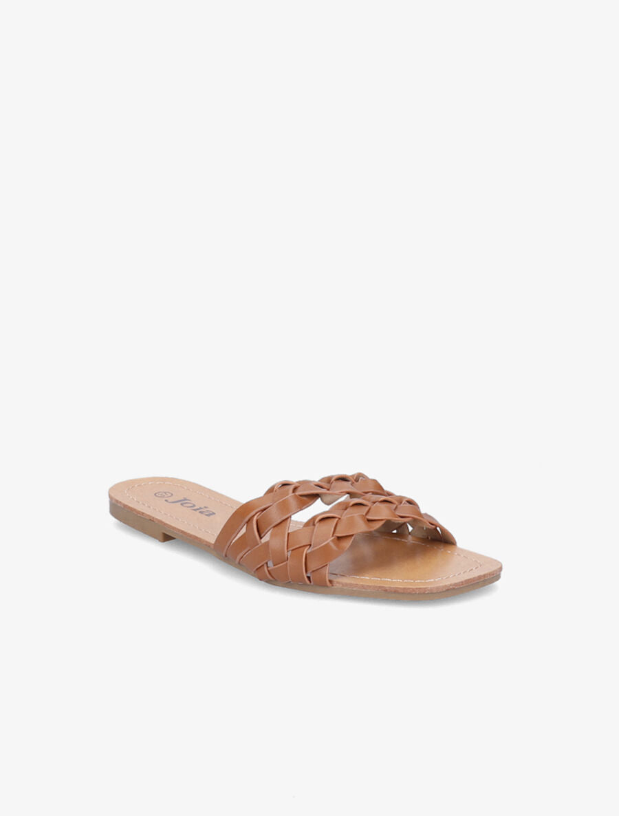 Claquettes à ganses tressées - Camel - 2