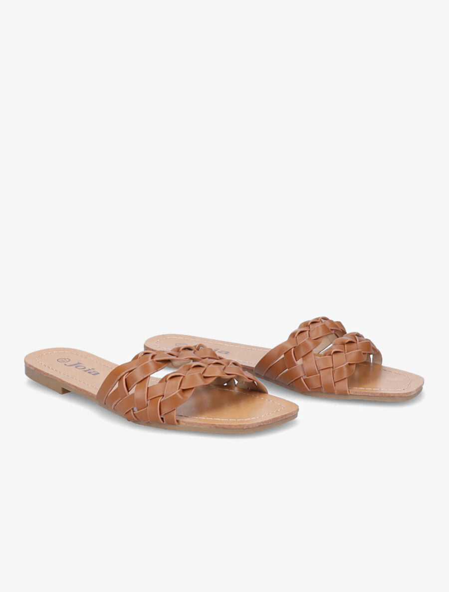 Claquettes à ganses tressées - Camel - 4