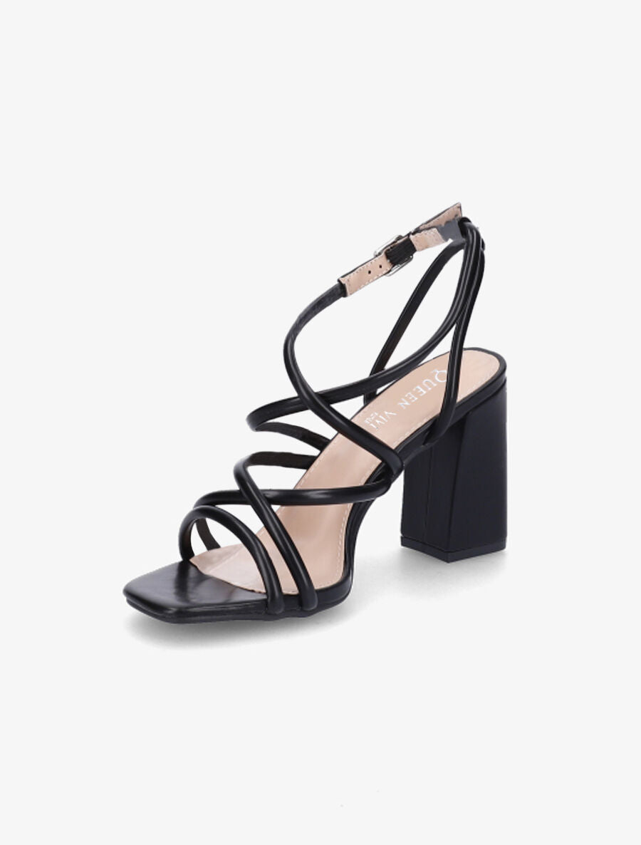 Sandales à ganses entrelacées et brides - Noir - 3