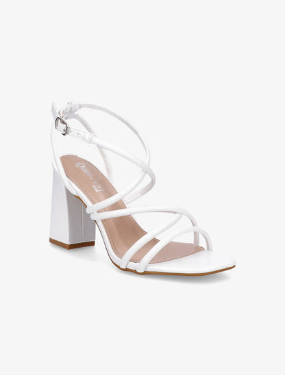Sandales à ganses entrelacées et brides - Blanc - 2