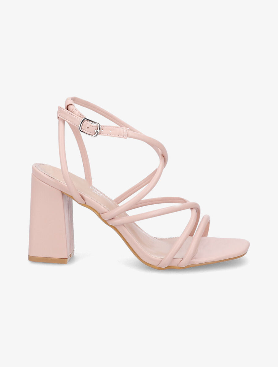 Sandales à ganses entrelacées et brides - Rose poudré - 2