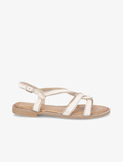 Nu-pieds en suédine à ganses entrelacées - Beige - 1