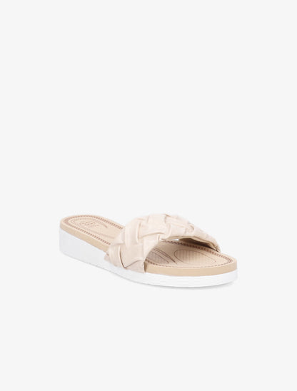 Claquettes en simili tressé - Beige - 2