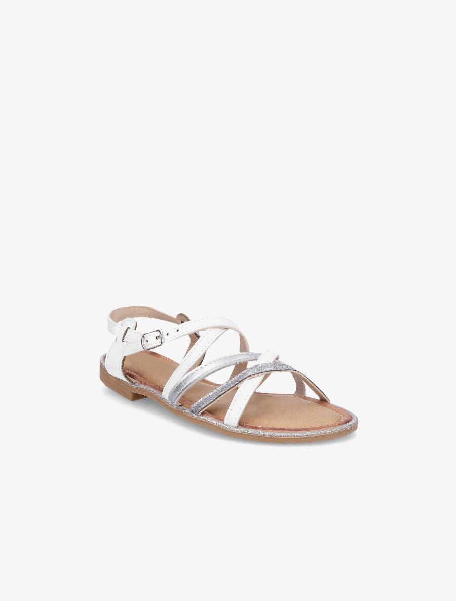 Nu-pieds en simili à ganses entrelacées irisées - Blanc - 2