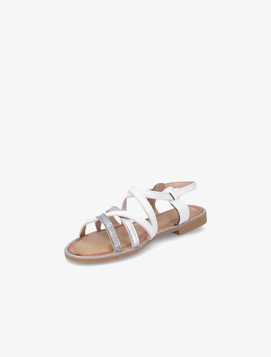 Nu-pieds en simili à ganses entrelacées irisées - Blanc - 3