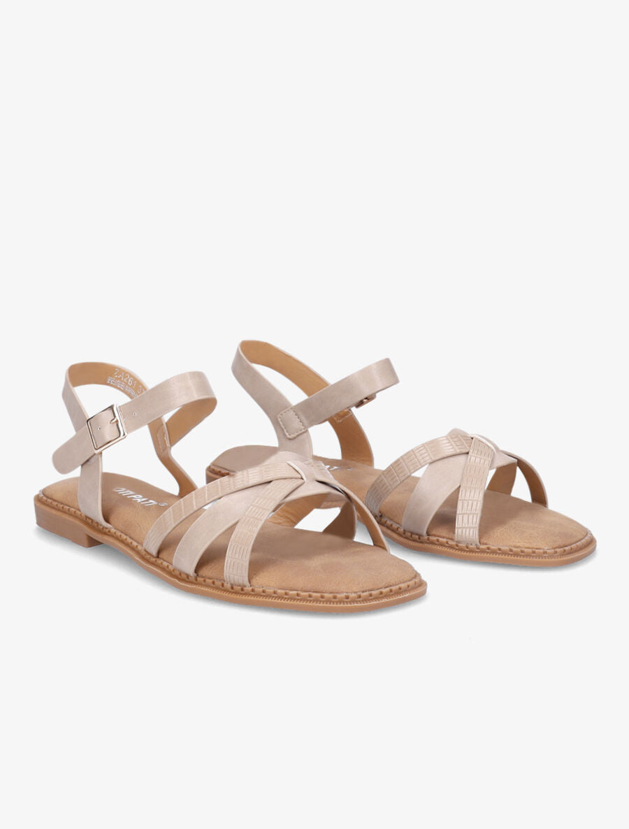 Nu-pieds à ganses texturées - Beige - 4