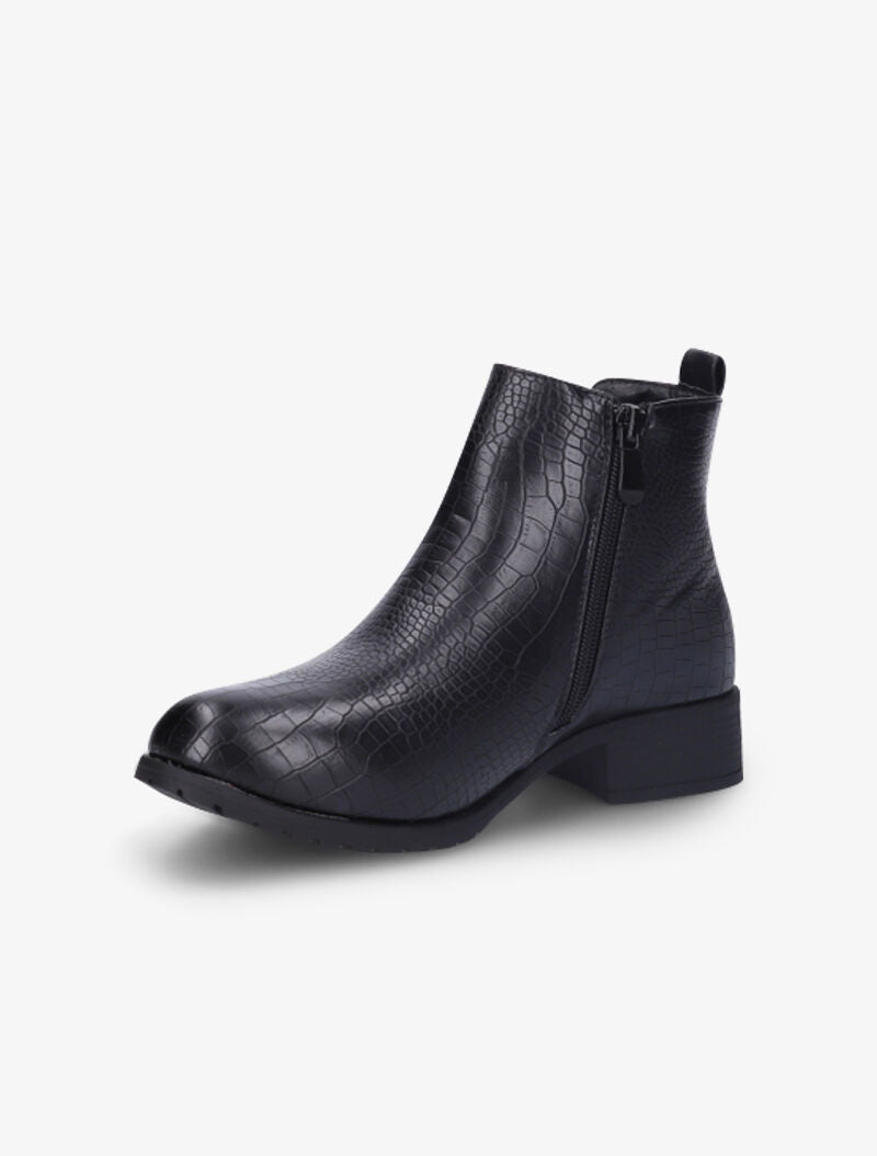 Bottines effet croco - Noir - 4