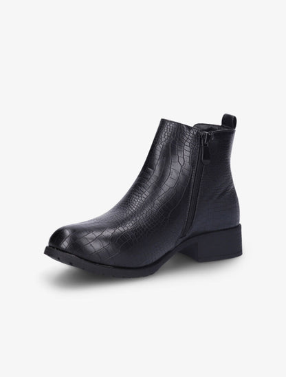 Bottines effet croco - Noir - 4