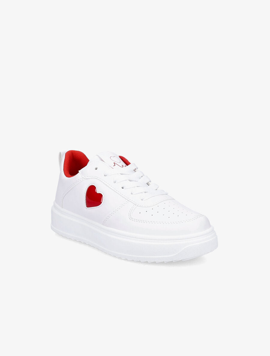 Baskets coeur en simili - Rouge/blanc - 2