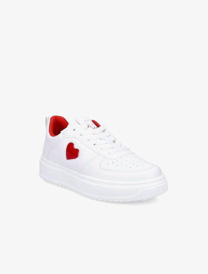 Baskets coeur en simili - Rouge/blanc - 2