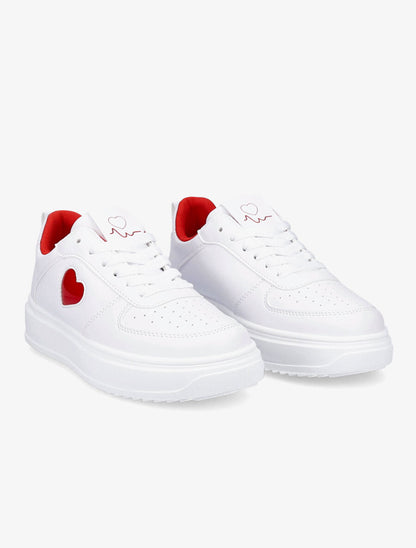 Baskets coeur en simili - Rouge/blanc - 4
