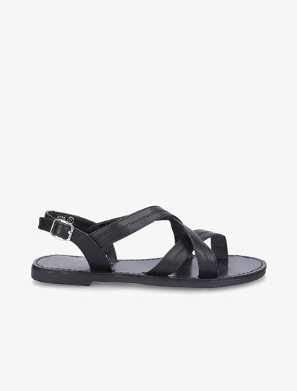 Nu-pieds croisés en simili - Noir - 6