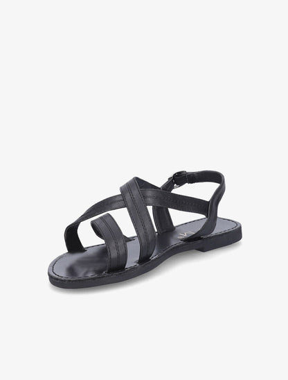 Nu-pieds croisés en simili - Noir - 4