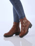 Bottines bi-matière à triple brides - Marron - 8