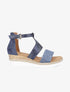 Sandales compensées à bride en raphia - Bleu - 5