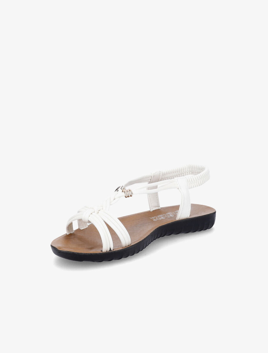 Nu-pieds à empiècement bijoux dorés - Blanc - 4