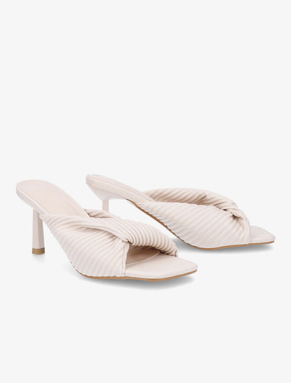 Mules torsadées à talon aiguille - Beige - 4