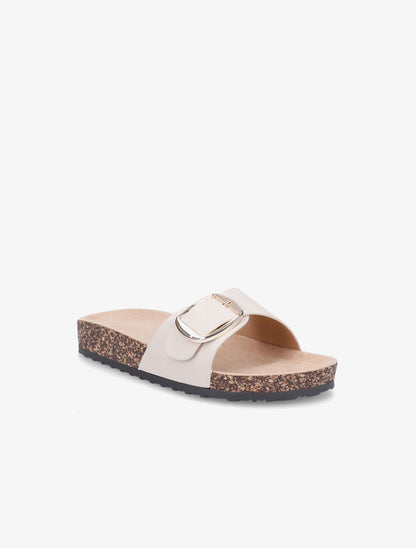 Claquettes en simili à semelle effet liège - Beige - 2