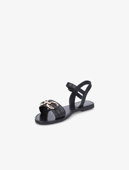 Nu-pieds à boucle métallique doré - Noir - 4