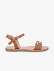 Nu-pieds à boucle métallique doré - Camel - 1