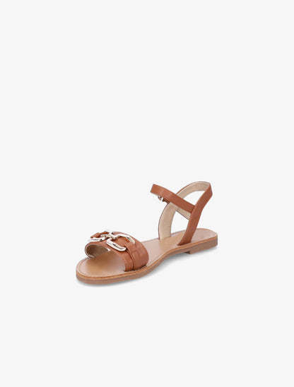 Nu-pieds à boucle métallique doré - Camel - 3