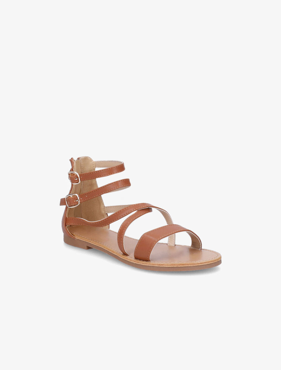 Nu-pieds à brides croisées - Camel - 2