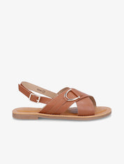 Nu-pieds croisés en simili - Camel - 5