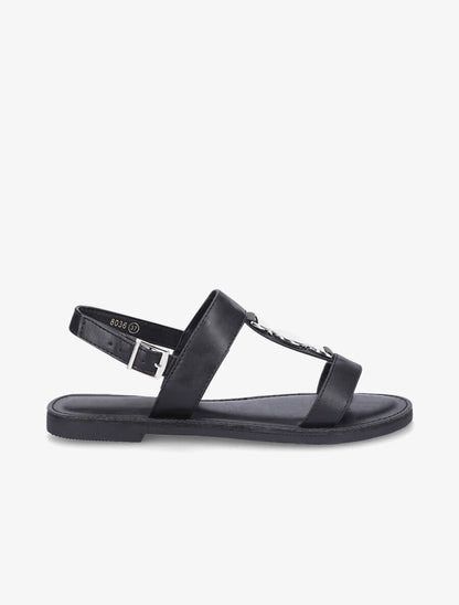 Nu-pieds bride à empiècement métallique - Noir - 1