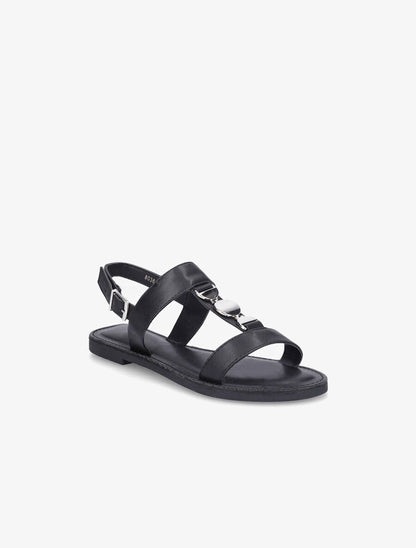 Nu-pieds bride à empiècement métallique - Noir - 2