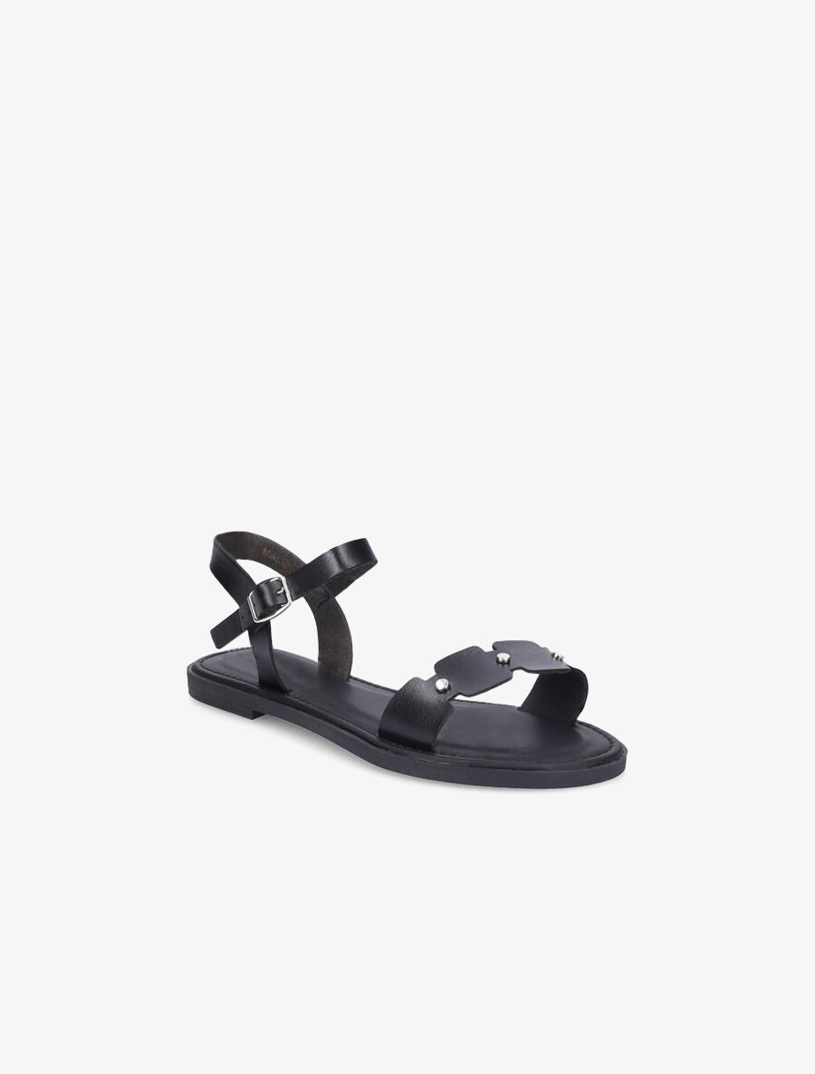 Nu-pieds dentelés à clous - Noir - 2