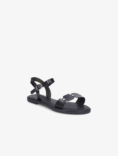 Nu-pieds dentelés à clous - Noir - 2