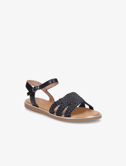 Nu-pieds en simili tressé - Noir - 2