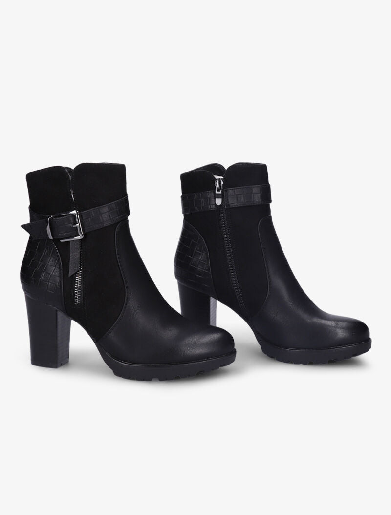 Bottines montantes à sangle et contrefort tressés - Noir - 5