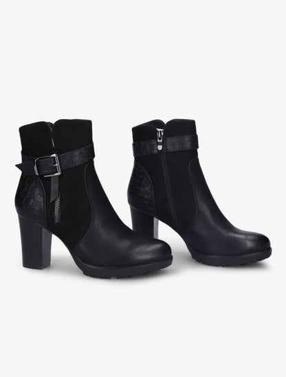 Bottines montantes à sangle et contrefort tressés - Noir - 5