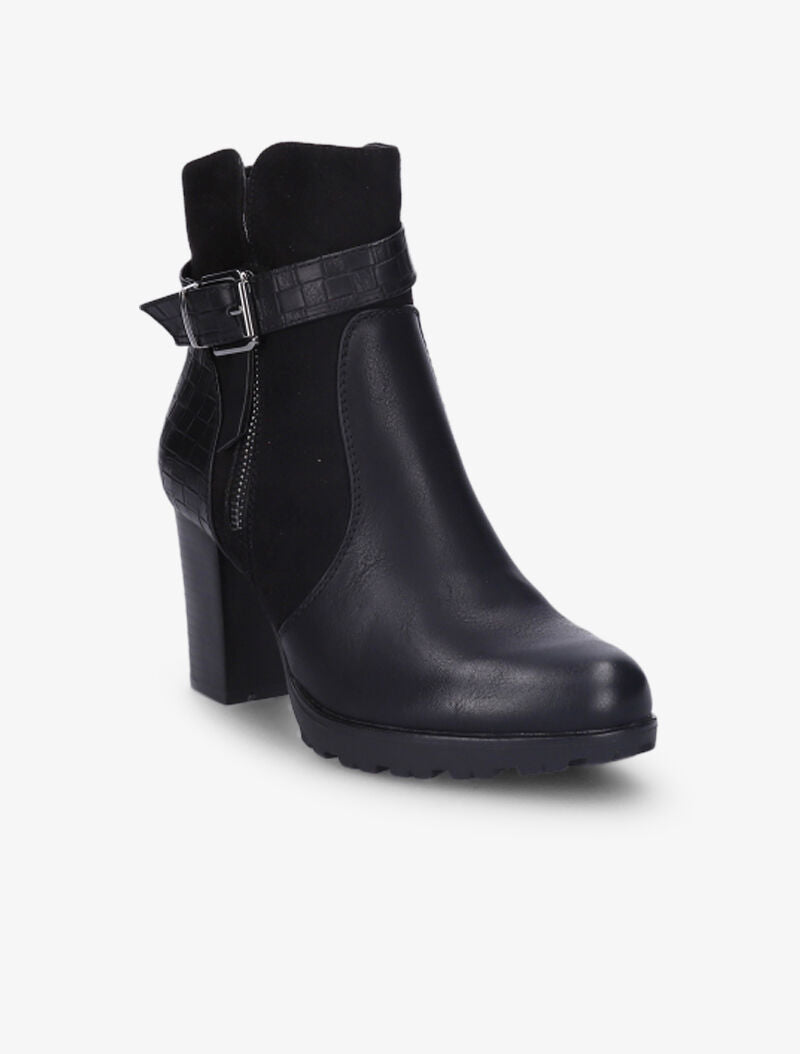 Bottines montantes à sangle et contrefort tressés - Noir - 3