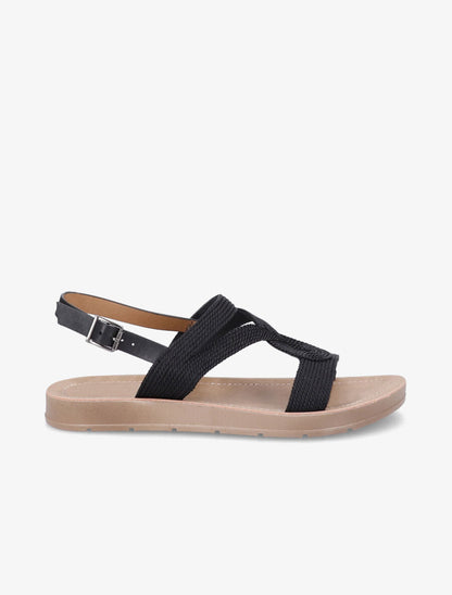 Nu-pieds à cordes entrelacées - Noir - 5