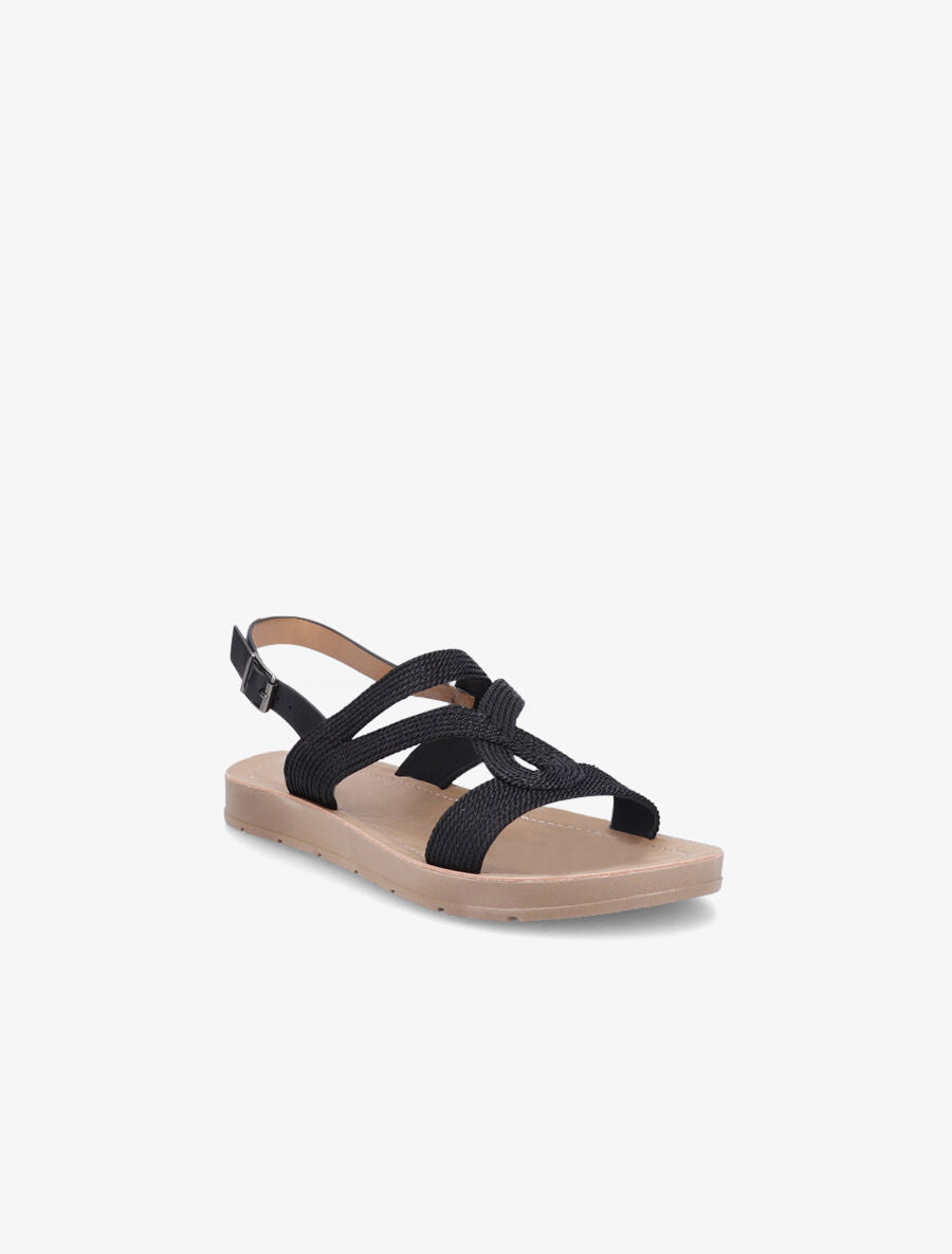 Nu-pieds à cordes entrelacées - Noir - 2