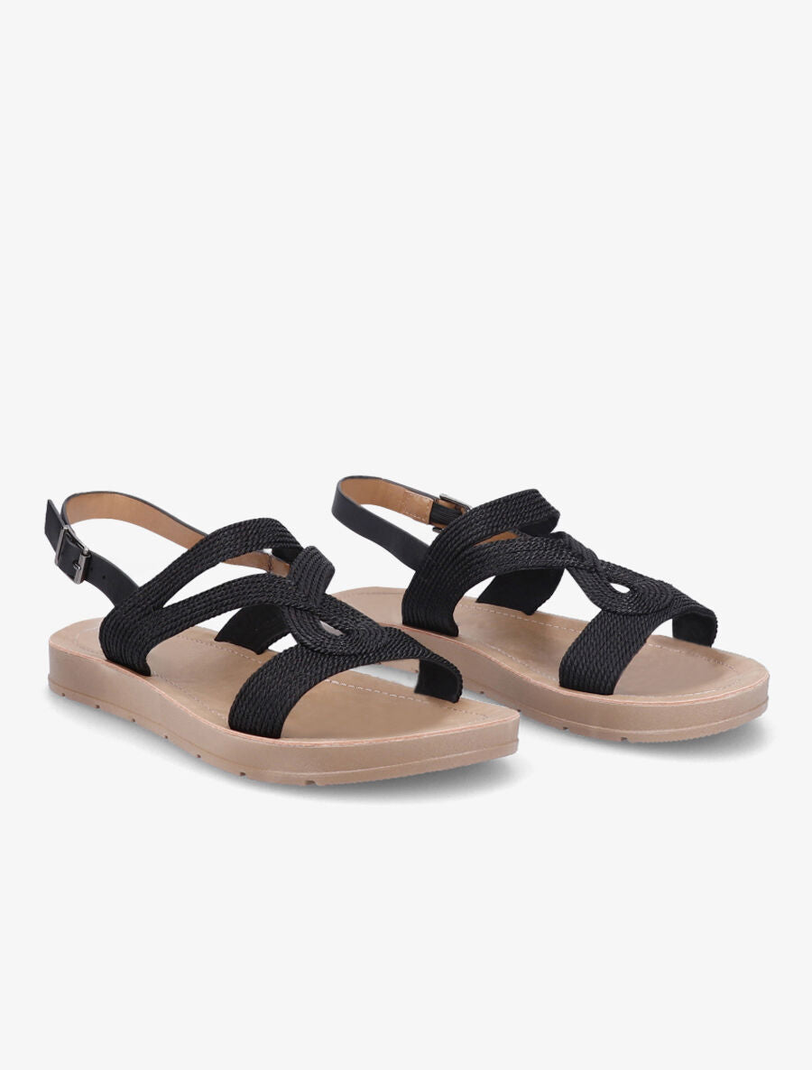 Nu-pieds à cordes entrelacées - Noir - 4