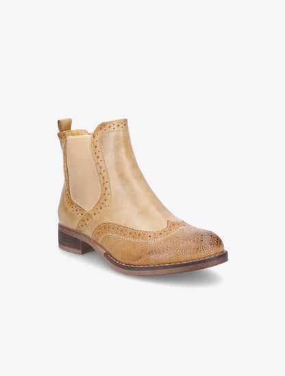 Bottines bi-matière effet patiné - Moutarde - 2