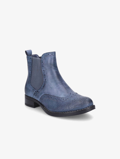 Bottines bi-matière effet patiné - Bleu - 2