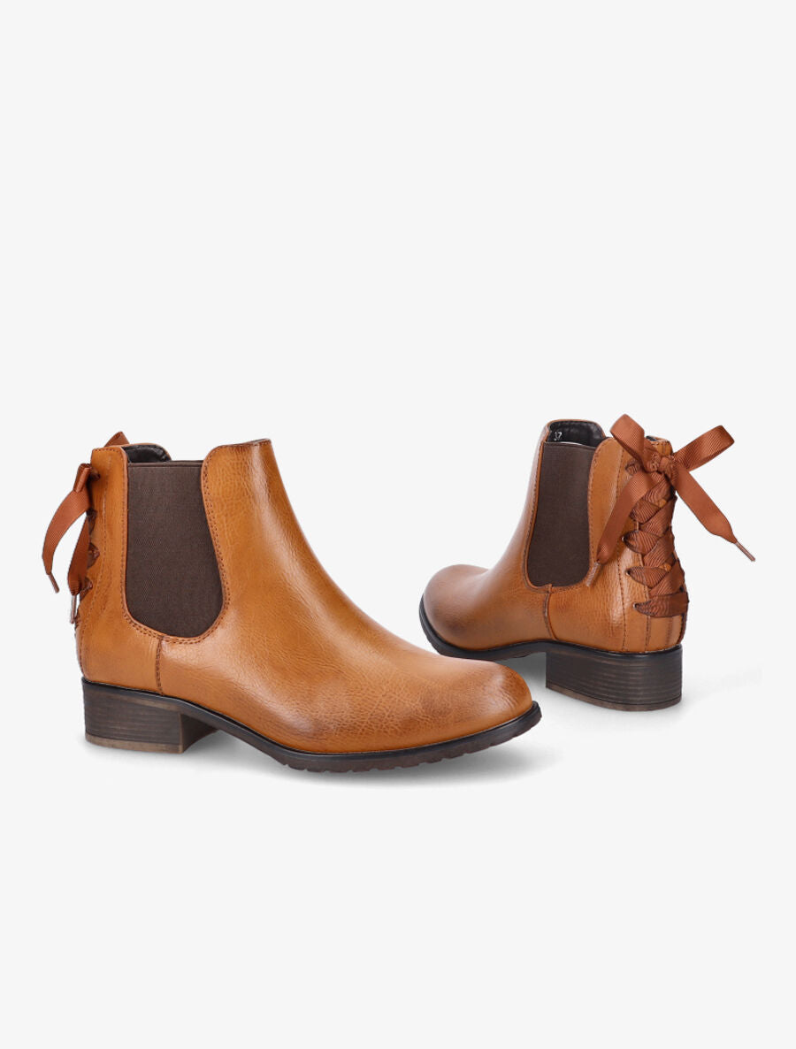 Bottines à contrefort corseté - Camel - 4
