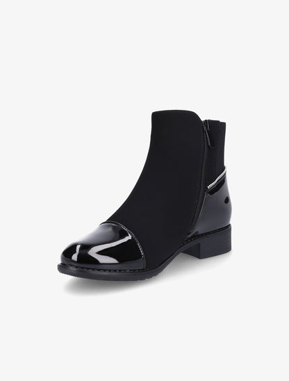 Bottines à bout vernis et zip décoratif - Noir - 3