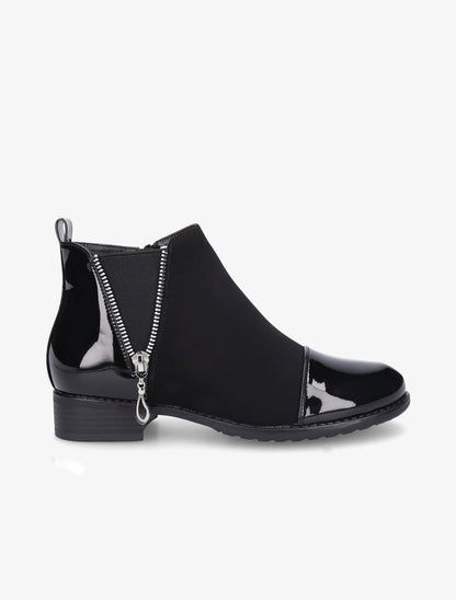 Bottines élastiquées à bout vernis - Noir - 2