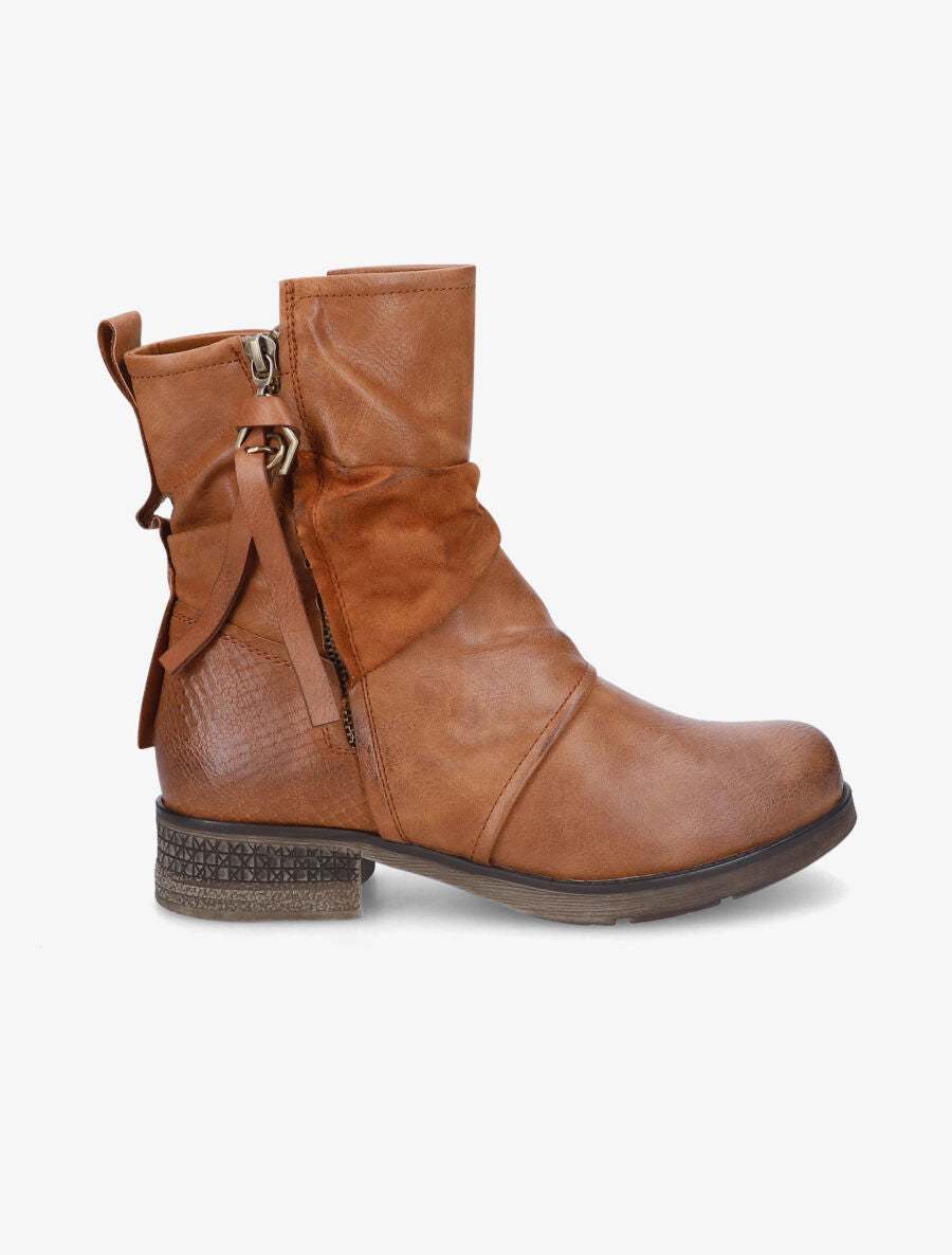 Boots montantes à contrefort python - Camel - 6