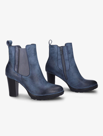 Bottines basiques à détail effet croco - Bleu - 4